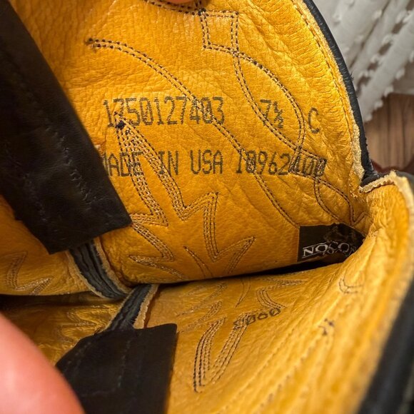 Vtg Nocona Leather Western Cowgirl Boots flame Stitching S 71/2 Rodeo chore USA - Picture 4 of 16